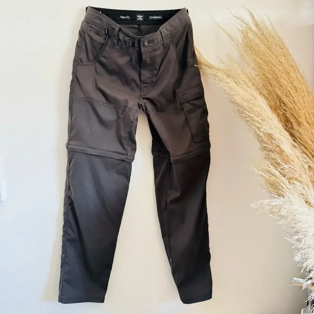 MENS PRANA Dark Grey Convertible Outdoor Straight Leg Pants Zip Shorts 28 30